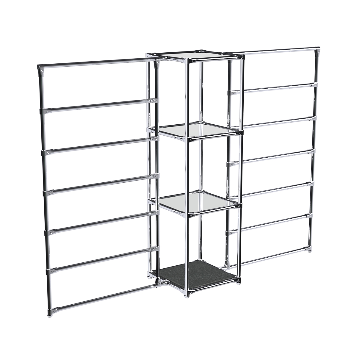 Хромированное вешало ГОРИЗОНТ №2-4 с зеркальными полками 4мм Антрацит