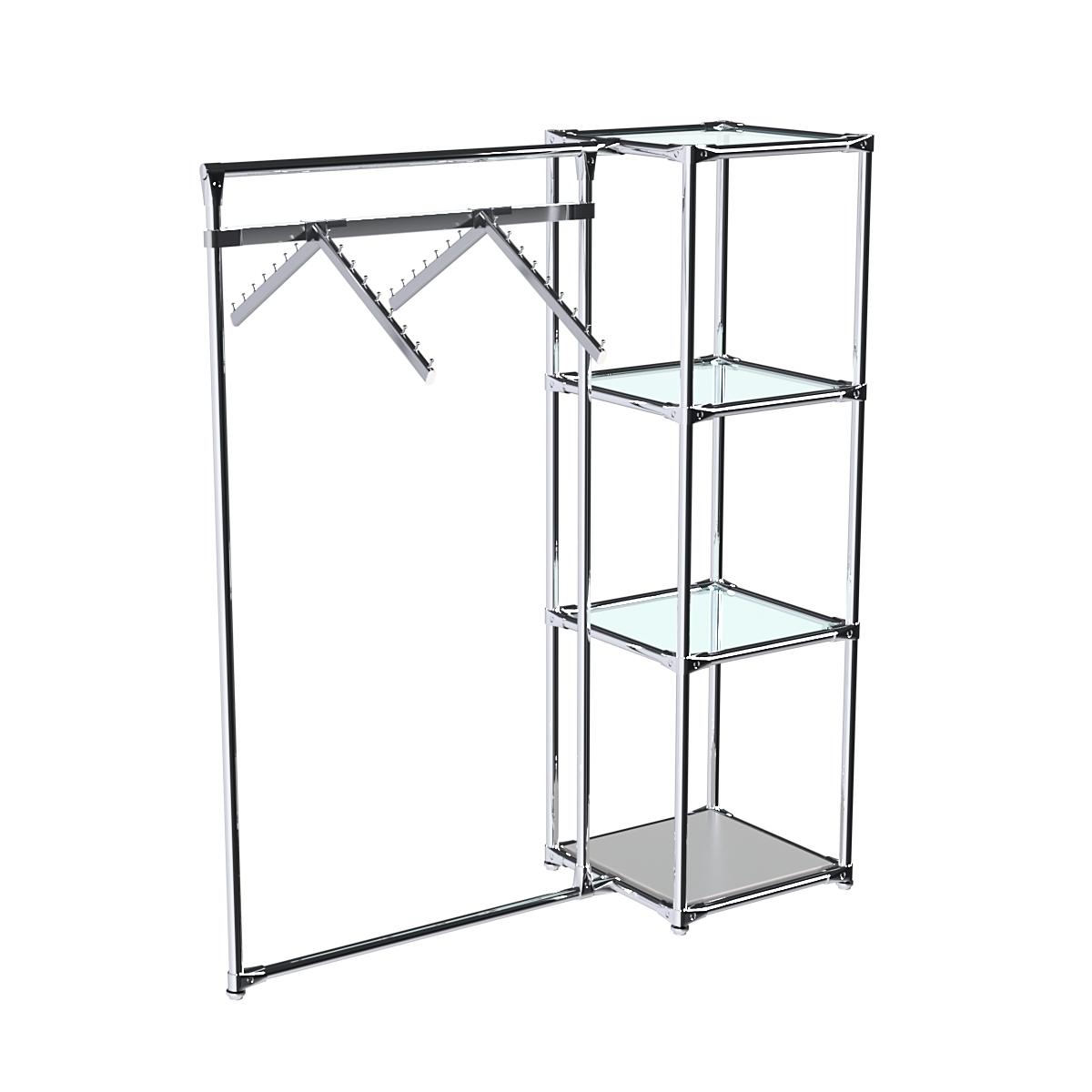 Хромированное вешало ГРАНЬ №1-1 с полками стекло 6мм Серый