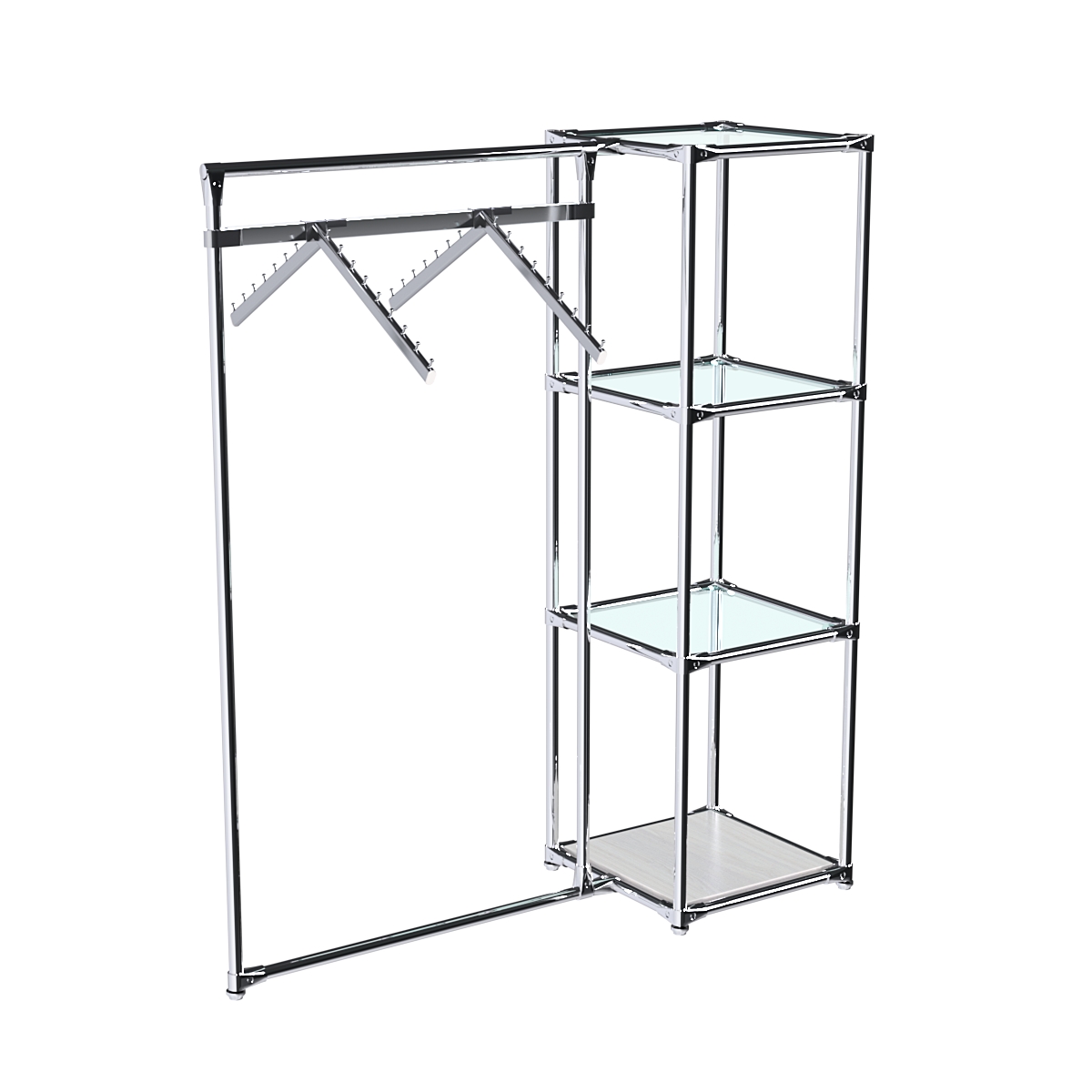 Хромированное вешало ГРАНЬ №1-1 с полками стекло 6мм Ясень Анкор светлый - U31104