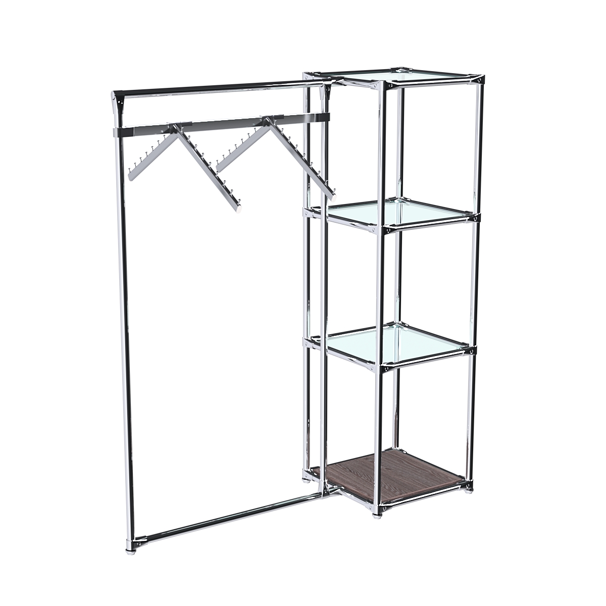 Хромированное вешало ГРАНЬ №1-1 с полками стекло 6мм Ясень Анкор темный - U31105