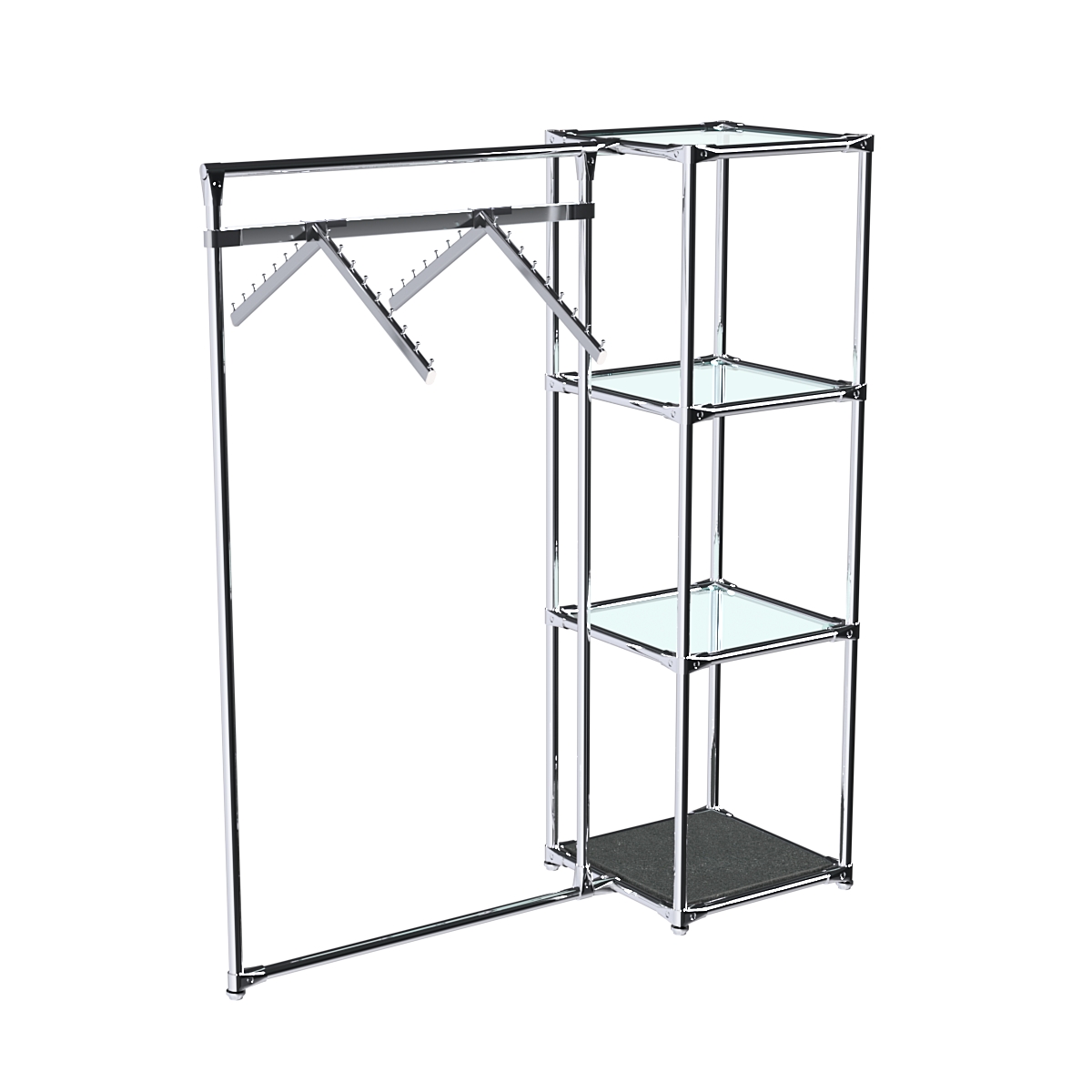 Хромированное вешало ГРАНЬ №1-1 с полками стекло 6мм Антрацит