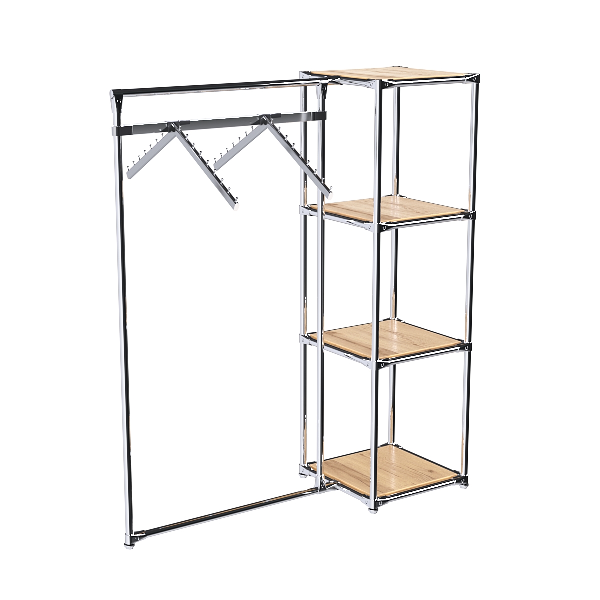 Хромированное вешало ГРАНЬ №1-3 с полками ДСП 16 мм Дуб Золотистый