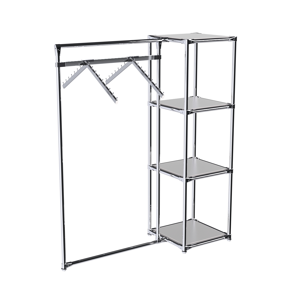 Хромированное вешало ГРАНЬ №1-3 с полками ДСП 16 мм Серый