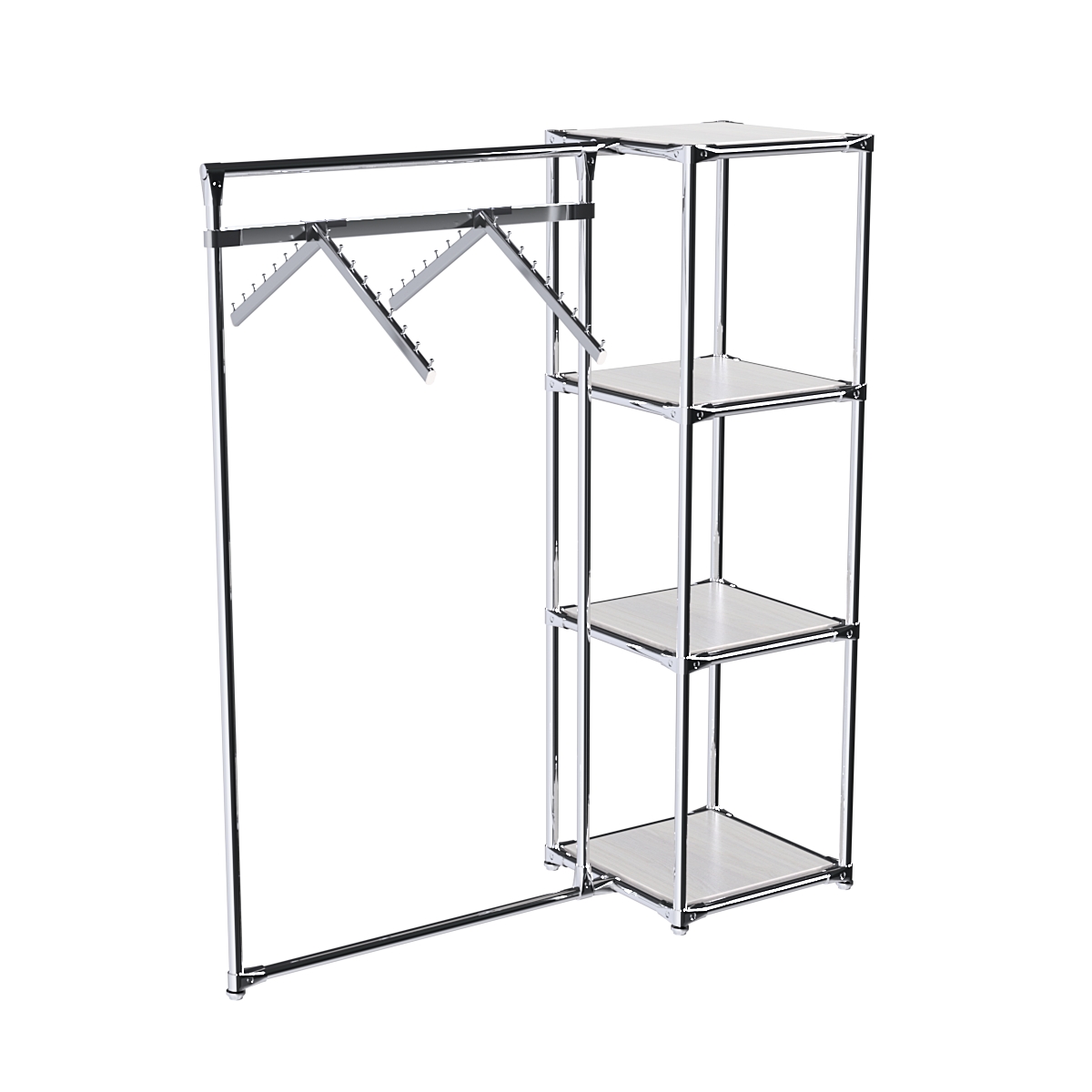 Хромированное вешало ГРАНЬ №1-3 с полками ДСП 16 мм Ясень Анкор светлый - U31104