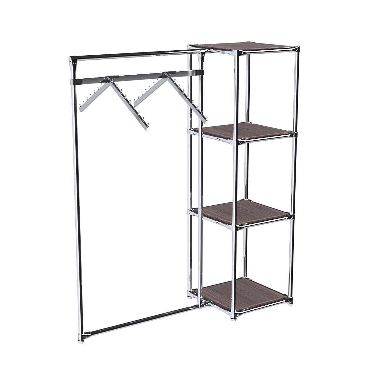 Хромированное вешало ГРАНЬ №1-3 с полками ДСП 16 мм Ясень Анкор темный - U31105