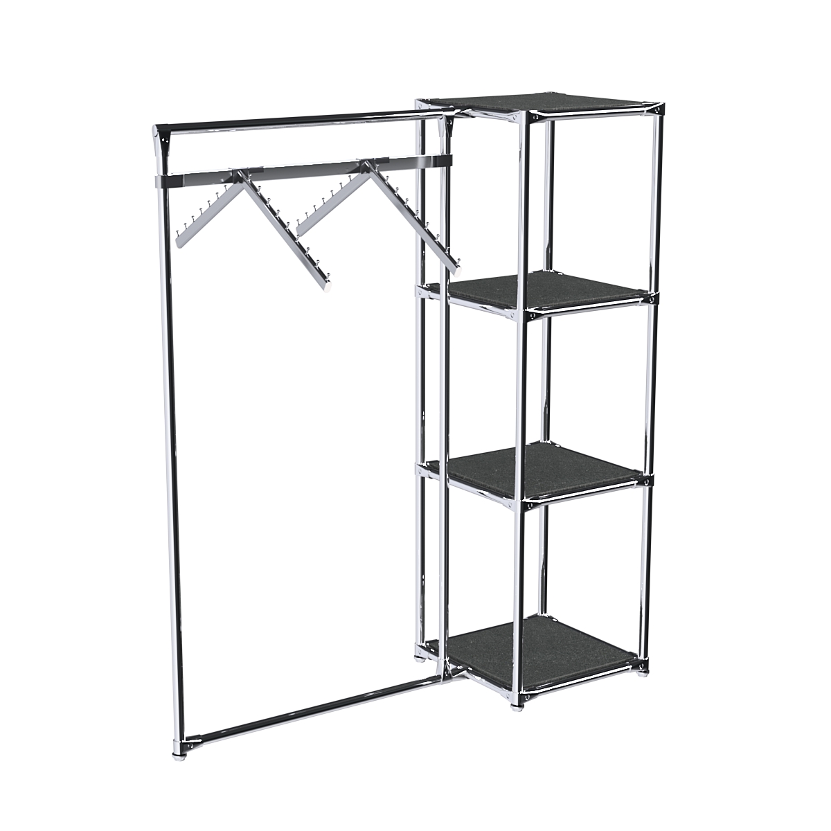 Хромированное вешало ГРАНЬ №1-3 с полками ДСП 16 мм Антрацит