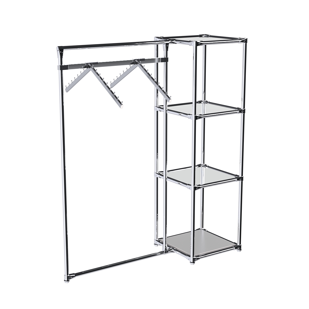 Хромированное вешало ГРАНЬ №1-4 с зеркальными полками 4 мм Серый