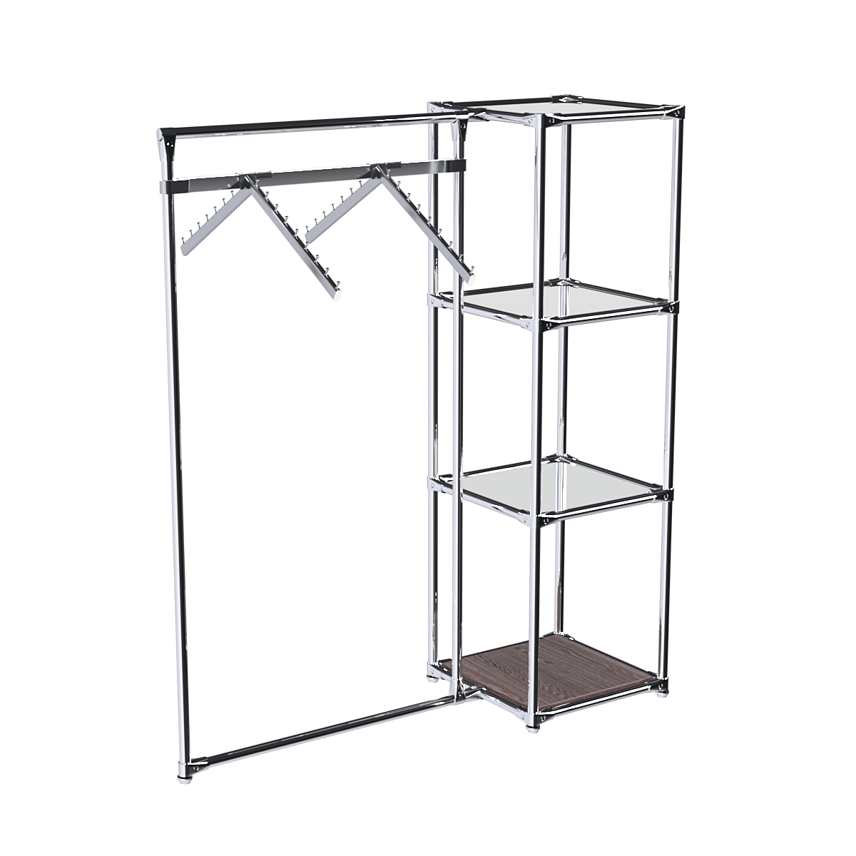 Хромированное вешало ГРАНЬ №1-4 с зеркальными полками 4 мм Ясень Анкор темный - U31105