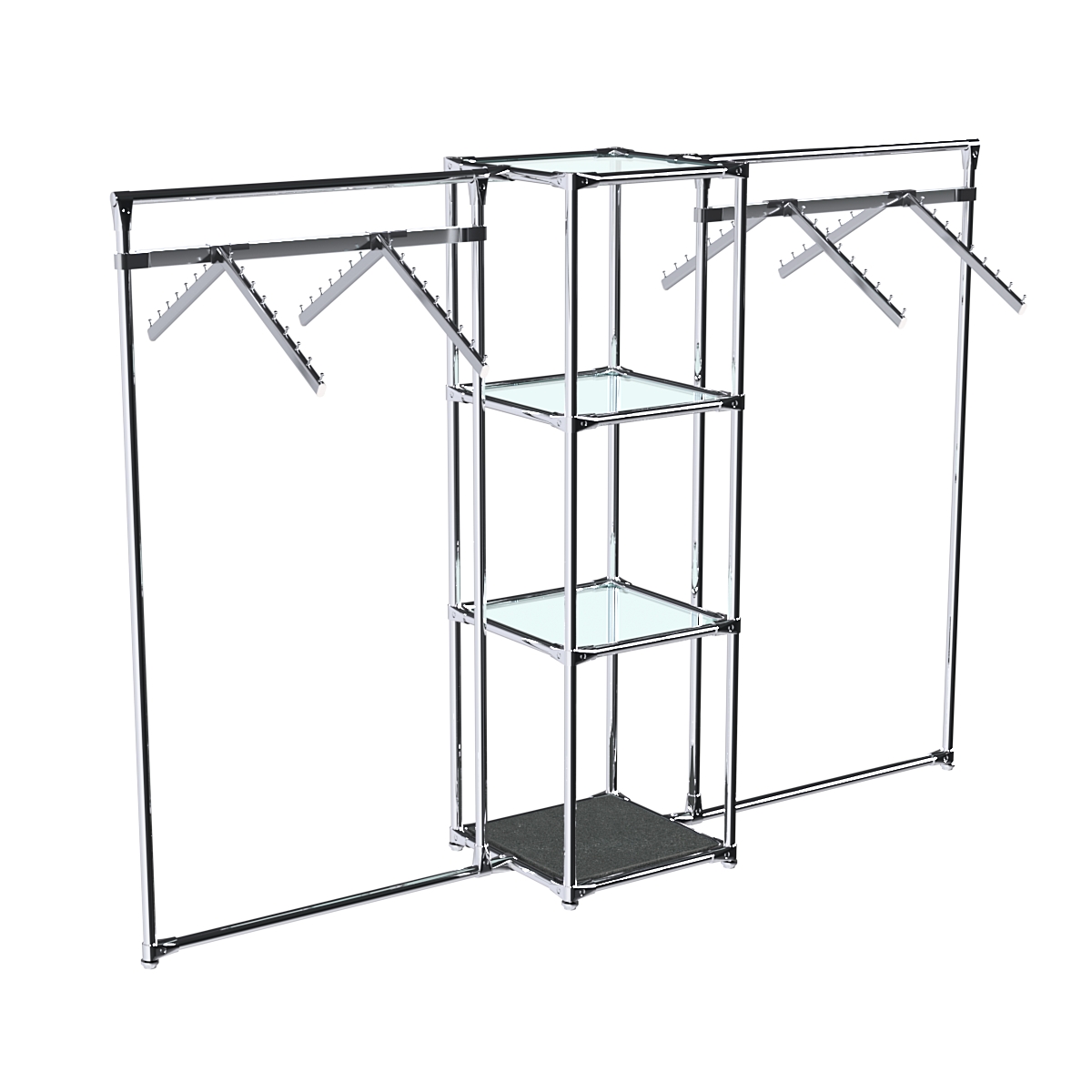 Хромированное вешало ГРАНЬ №2-1 с полками стекло 6 мм Антрацит