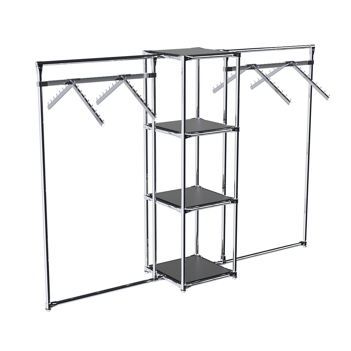 Хромированное вешало ГРАНЬ №2-3 с полками ДСП 16 мм Черный