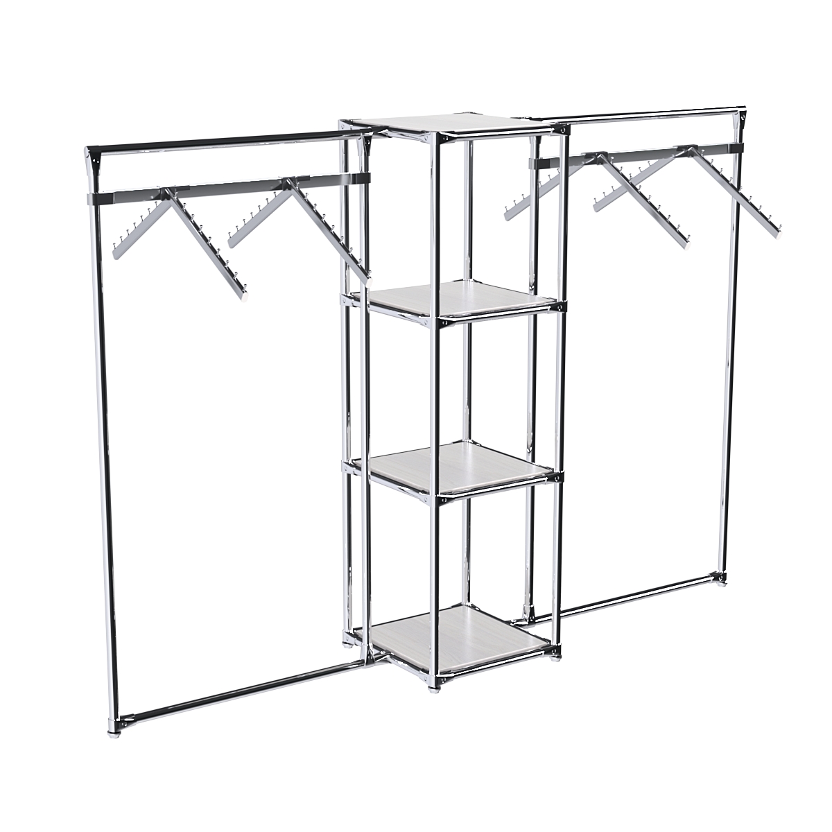 Хромированное вешало ГРАНЬ №2-3 с полками ДСП 16 мм Ясень Анкор светлый - U31104