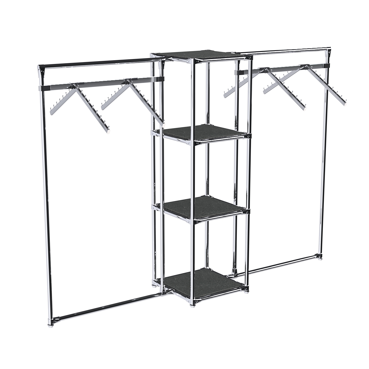 Хромированное вешало ГРАНЬ №2-3 с полками ДСП 16 мм Антрацит