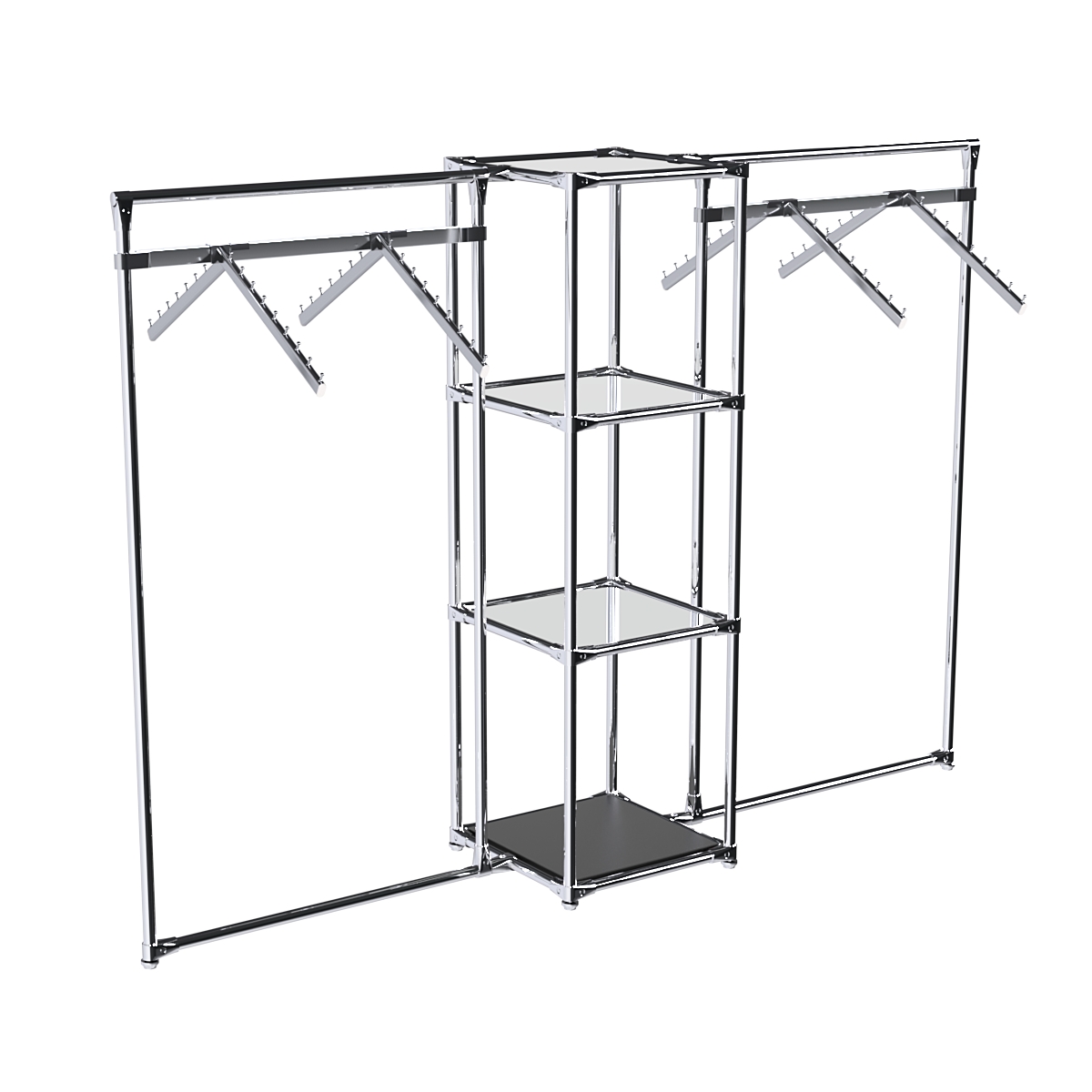 Хромированное вешало ГРАНЬ №2-4 с зеркальными полками 4 мм Черный