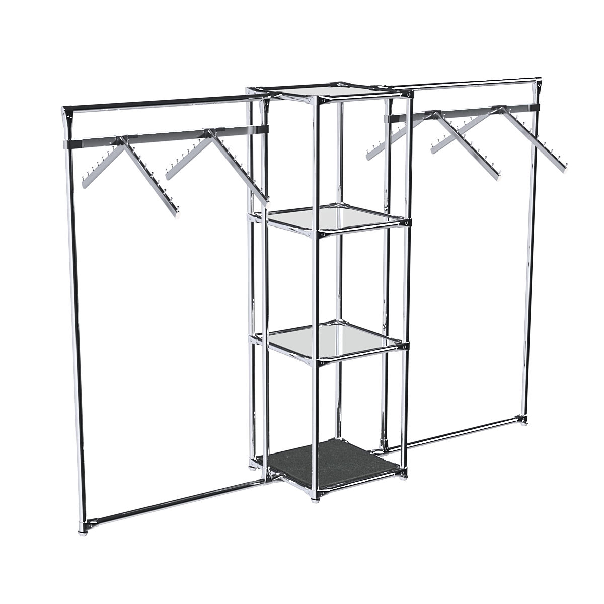 Хромированное вешало ГРАНЬ №2-4 с зеркальными полками 4 мм Антрацит