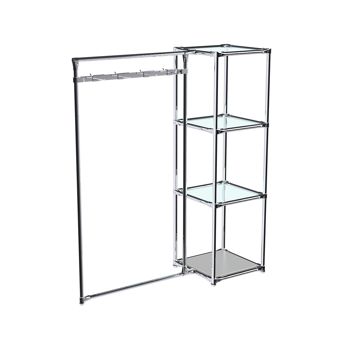 Хромированное вешало ЛУЧ №1-1 с полками стекло 6мм Серый