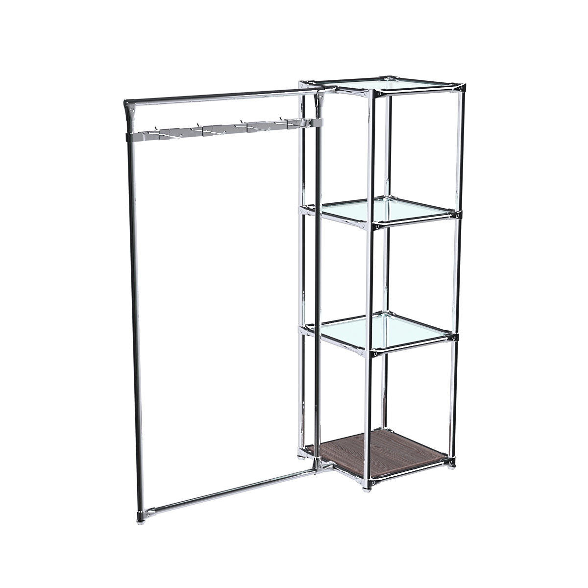 Хромированное вешало ЛУЧ №1-1 с полками стекло 6мм Ясень Анкор темный - U31105