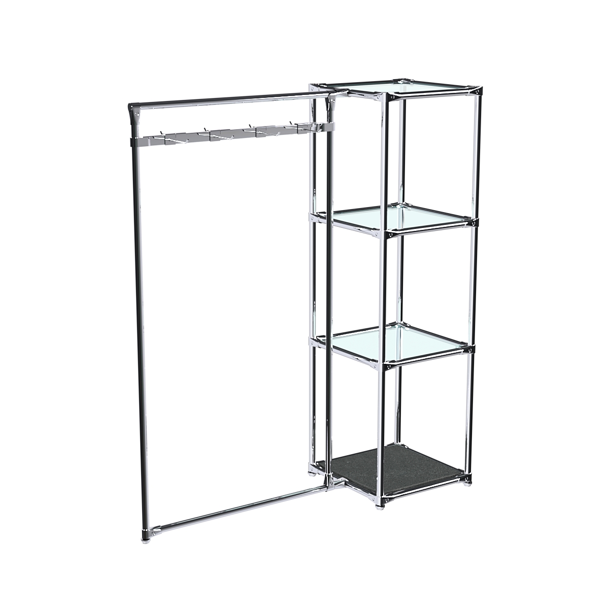 Хромированное вешало ЛУЧ №1-1 с полками стекло 6мм Антрацит