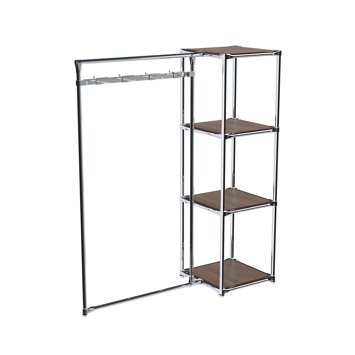 Хромированное вешало ЛУЧ №1-3 с полками ДСП 16мм Орех