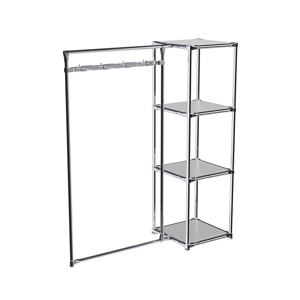 Хромированное вешало ЛУЧ №1-3 с полками ДСП 16мм Серый