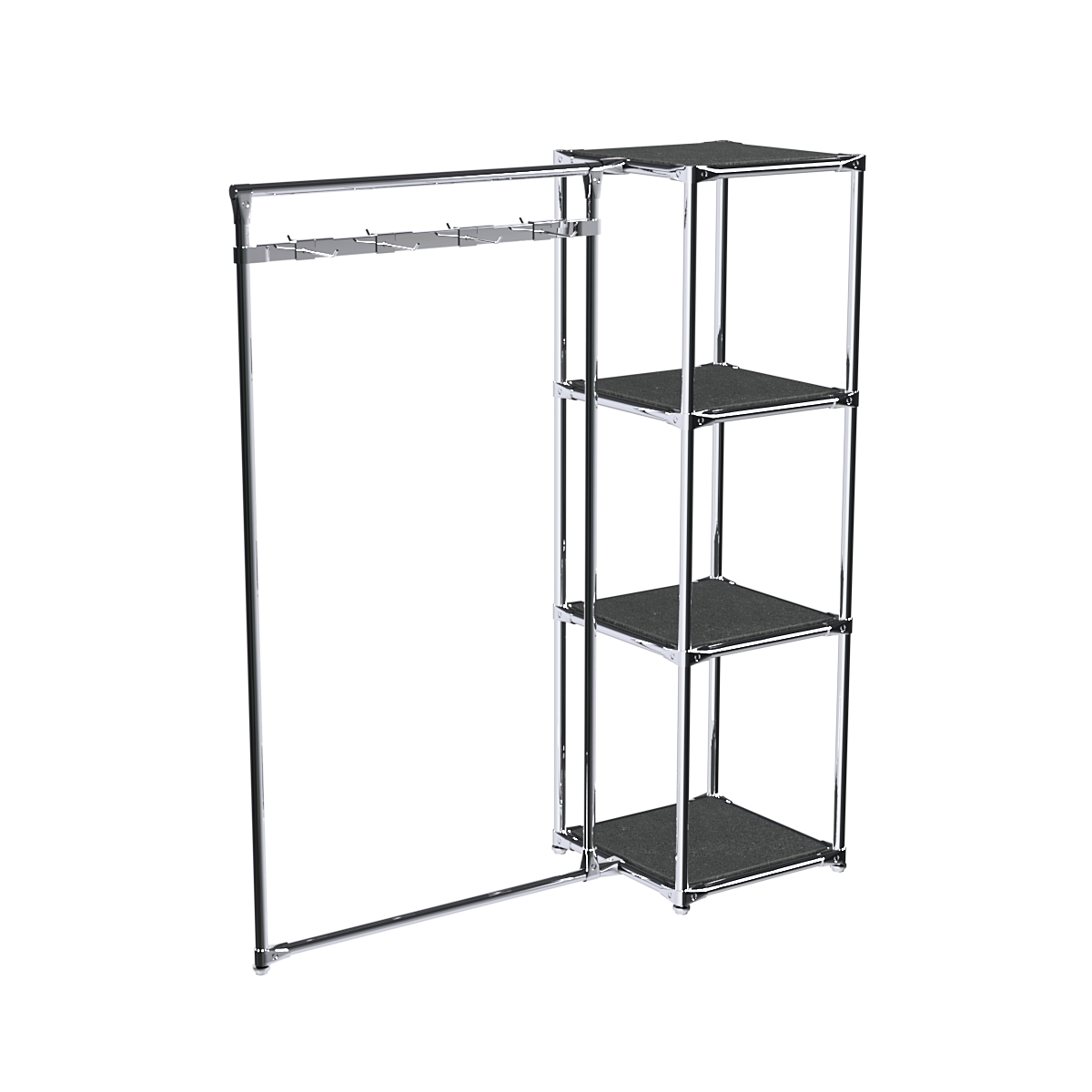 Хромированное вешало ЛУЧ №1-3 с полками ДСП 16мм Антрацит