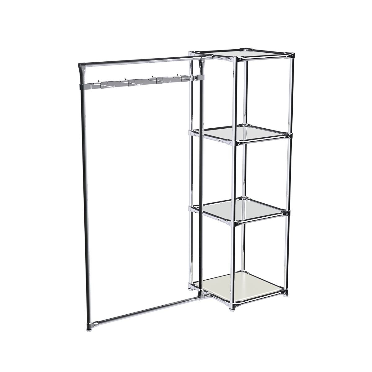 Хромированное вешало ЛУЧ №1-4 с зеркальными полками 4мм Белый