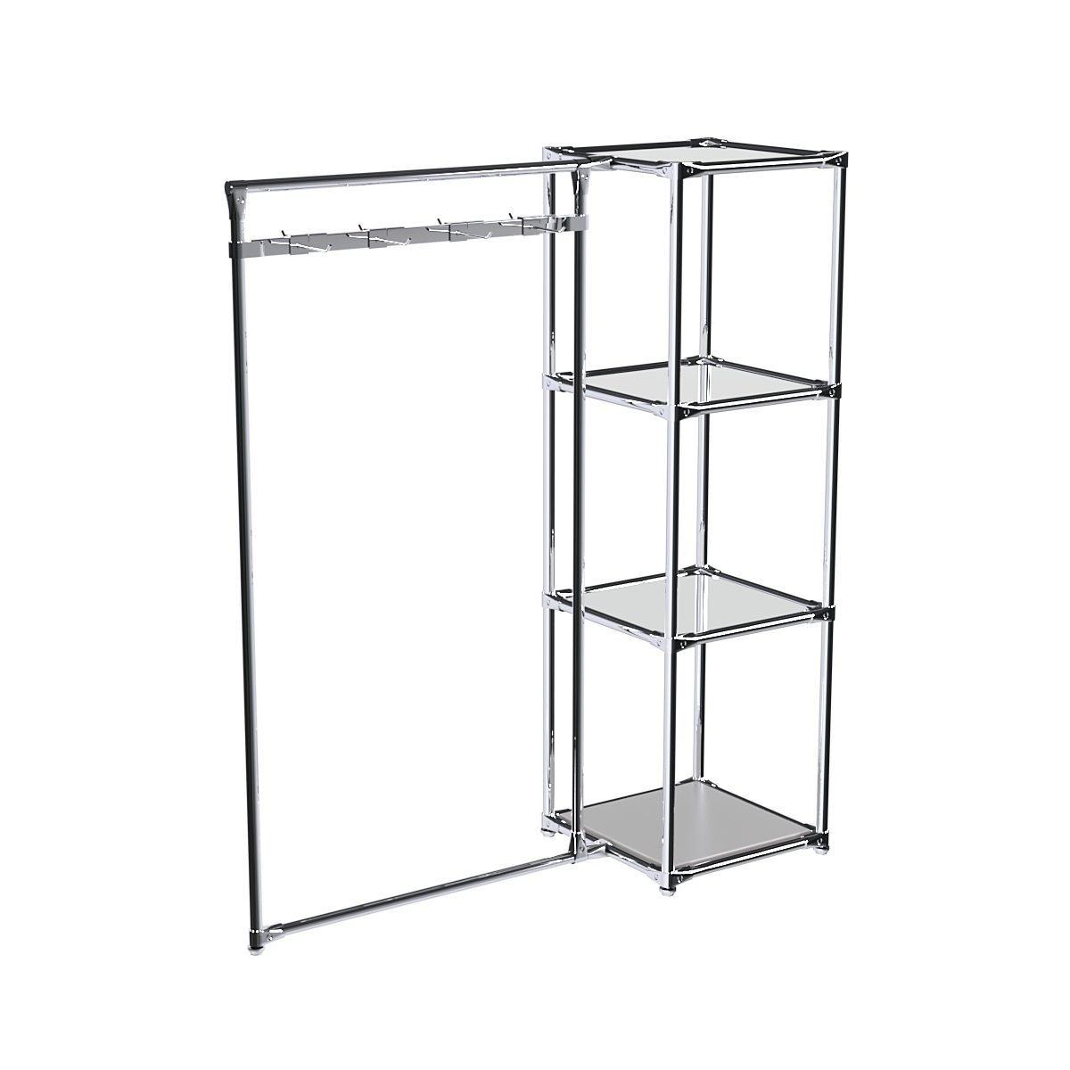 Хромированное вешало ЛУЧ №1-4 с зеркальными полками 4мм Серый