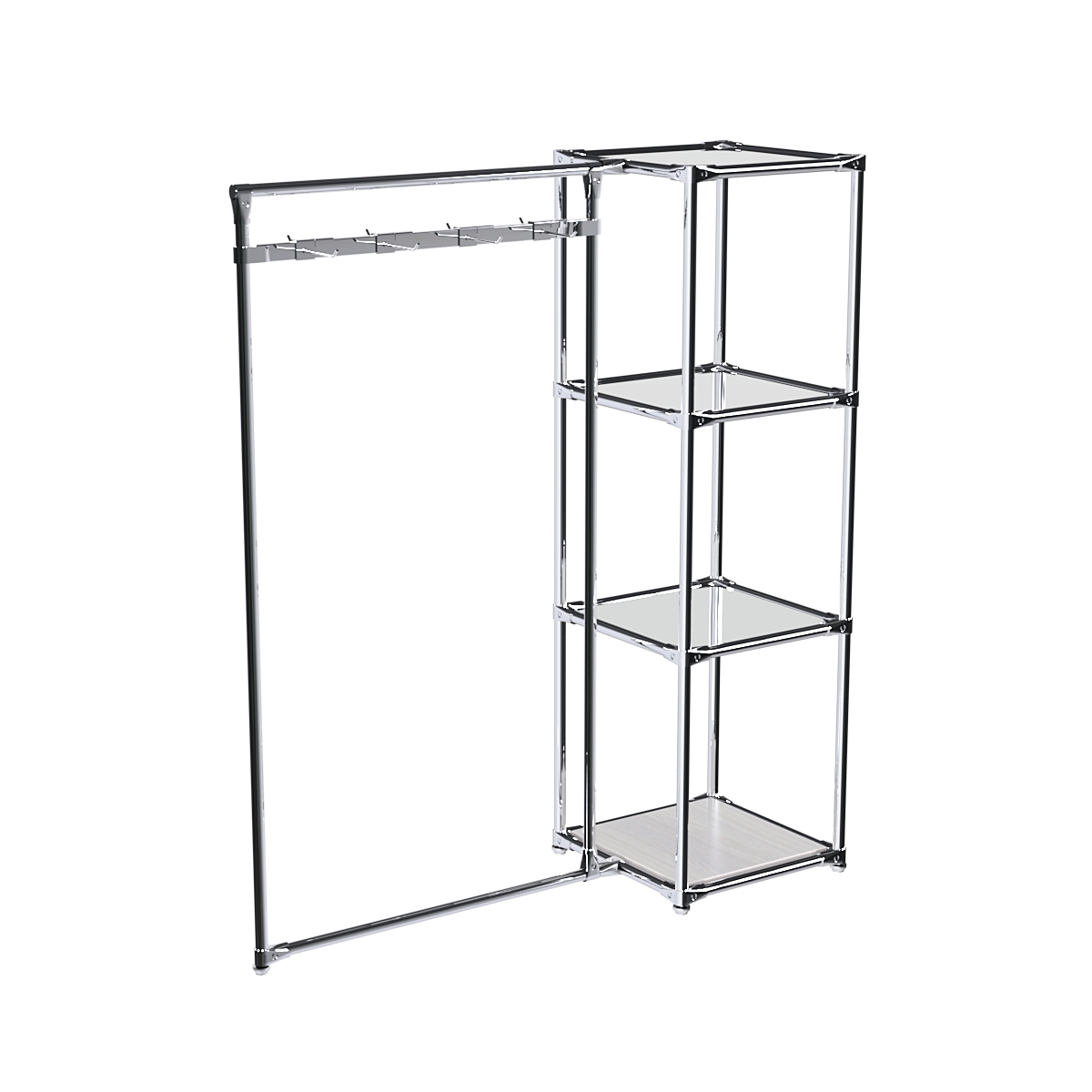 Хромированное вешало ЛУЧ №1-4 с зеркальными полками 4мм Ясень Анкор светлый - U31104