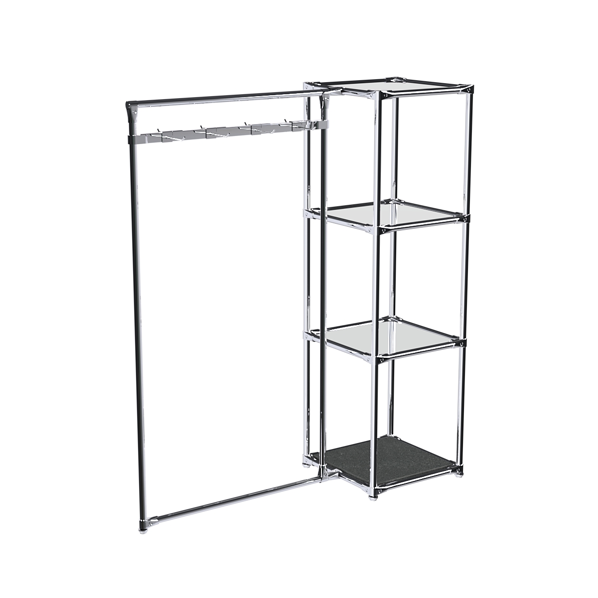 Хромированное вешало ЛУЧ №1-4 с зеркальными полками 4мм Антрацит