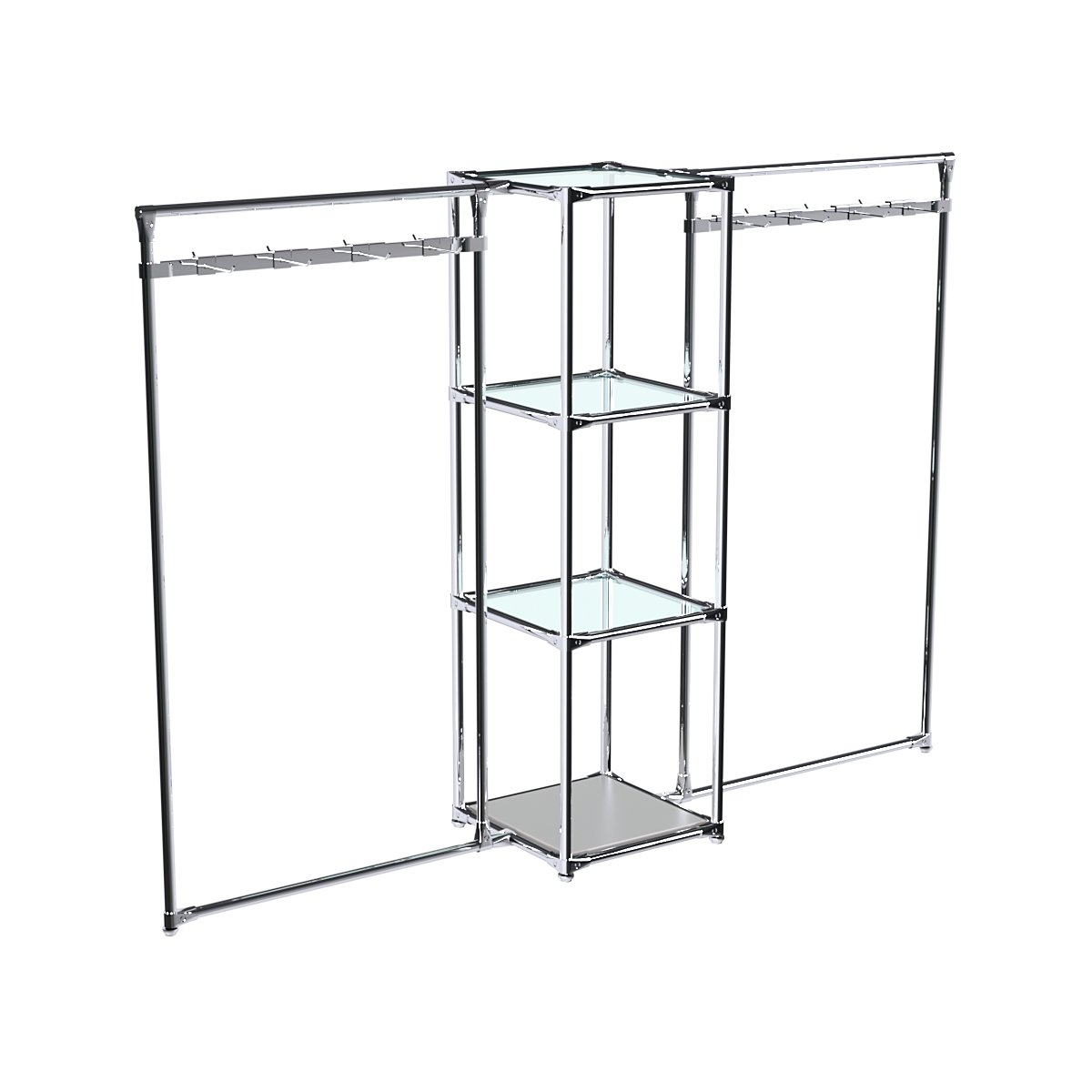 Хромированное вешало ЛУЧ №2-1 с полками стекло 6мм Серый