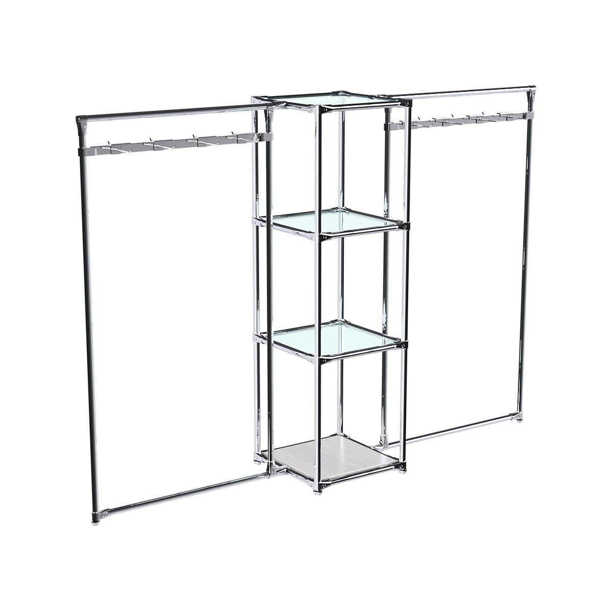 Хромированное вешало ЛУЧ №2-1 с полками стекло 6мм Ясень Анкор светлый - U31104