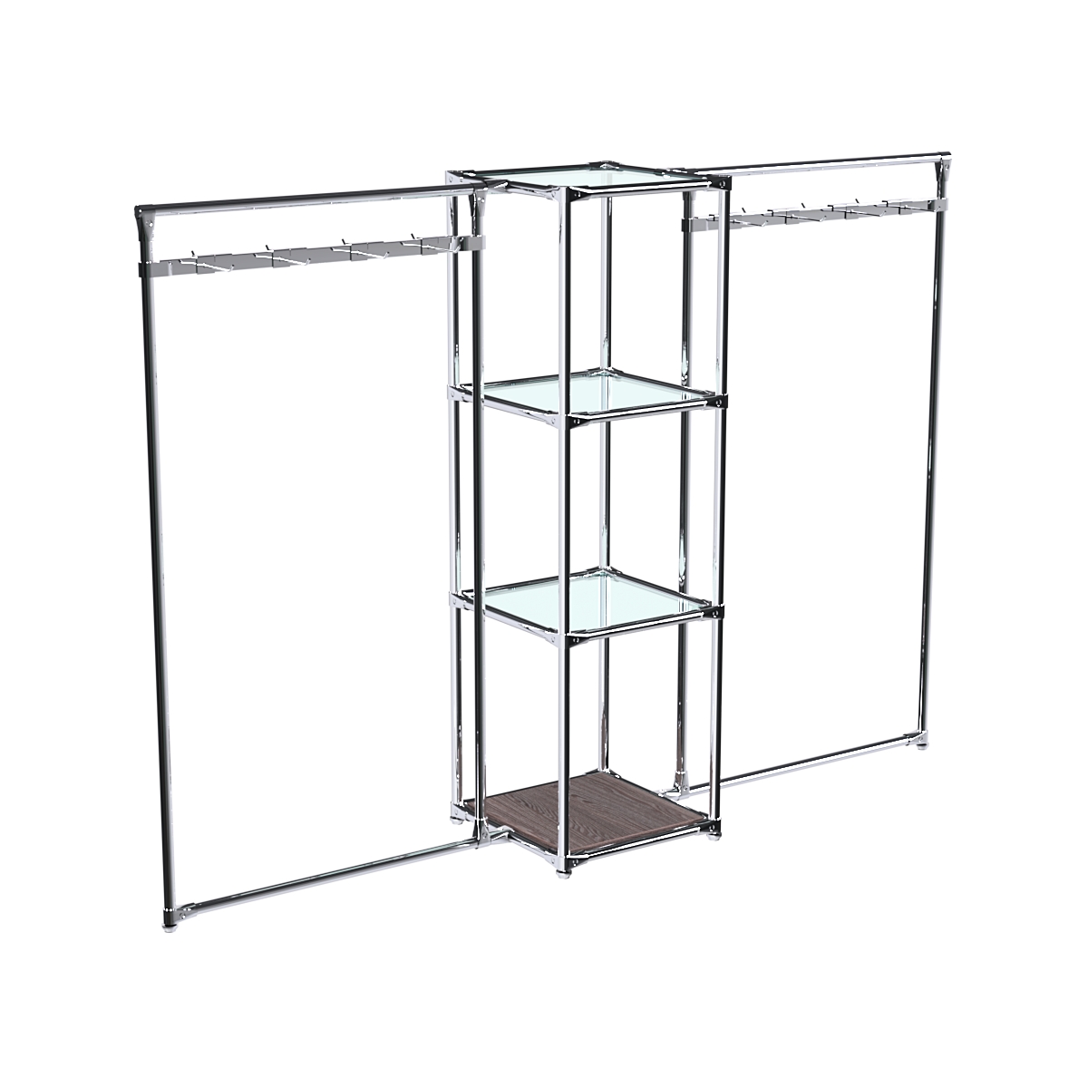 Хромированное вешало ЛУЧ №2-1 с полками стекло 6мм Ясень Анкор темный - U31105