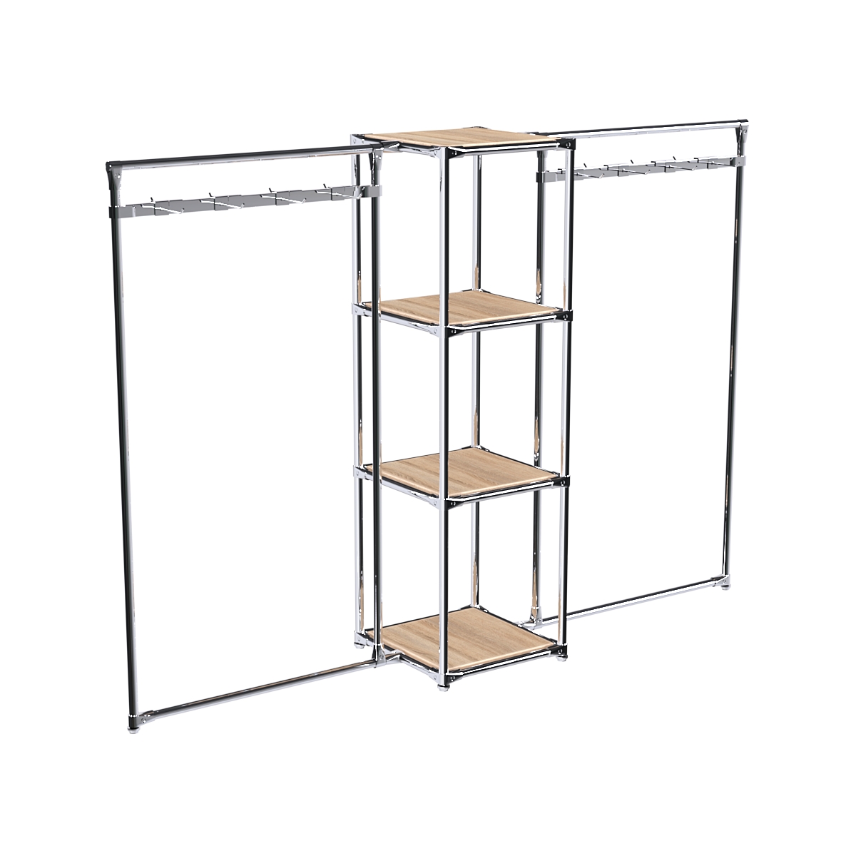 Хромированное вешало ЛУЧ №2-3 с полками ДСП 16 мм Дуб Сонома