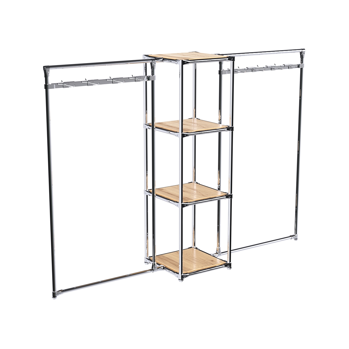 Хромированное вешало ЛУЧ №2-3 с полками ДСП 16 мм Дуб Золотистый