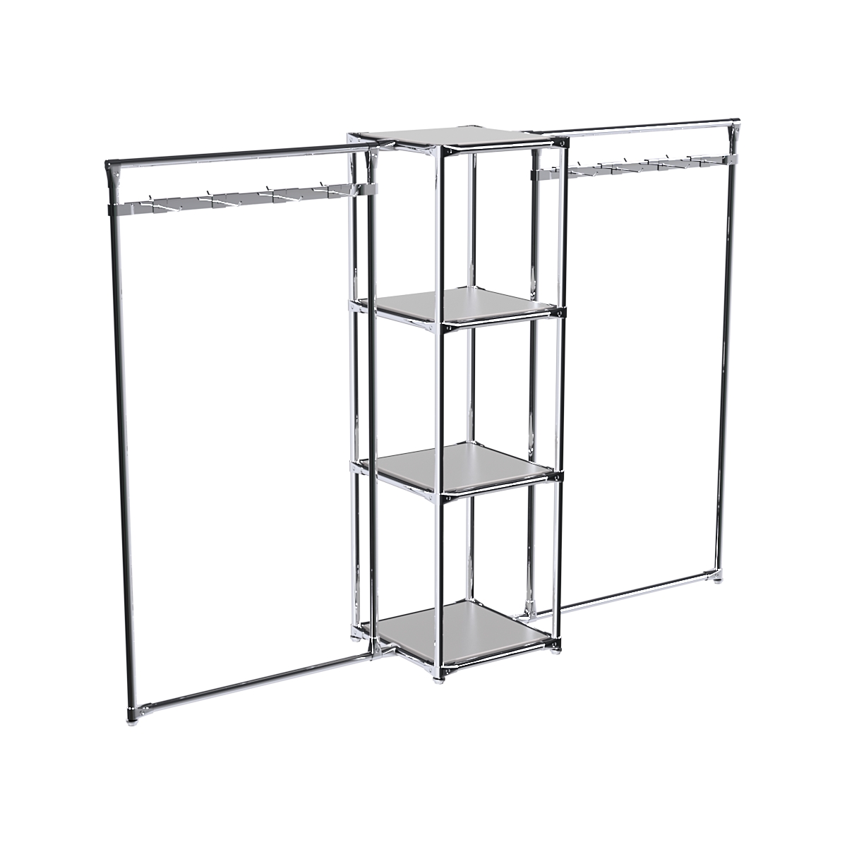 Хромированное вешало ЛУЧ №2-3 с полками ДСП 16 мм Серый