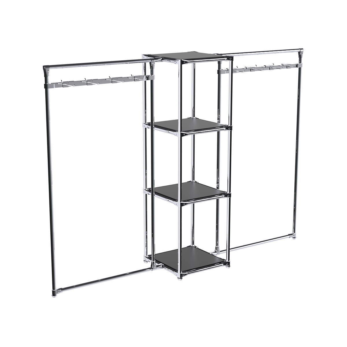 Хромированное вешало ЛУЧ №2-3 с полками ДСП 16 мм Черный