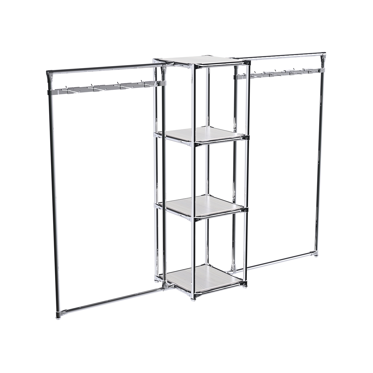 Хромированное вешало ЛУЧ №2-3 с полками ДСП 16 мм Ясень Анкор светлый - U31104