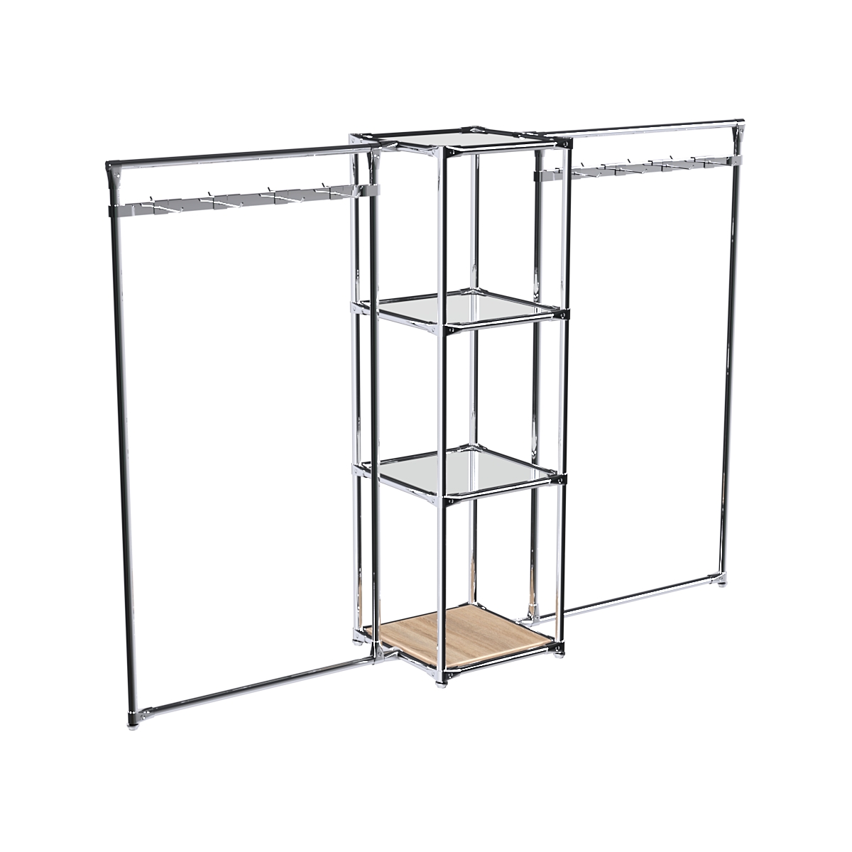 Хромированное вешало ЛУЧ №2-4 с зеркальными полками 4мм Дуб Сонома