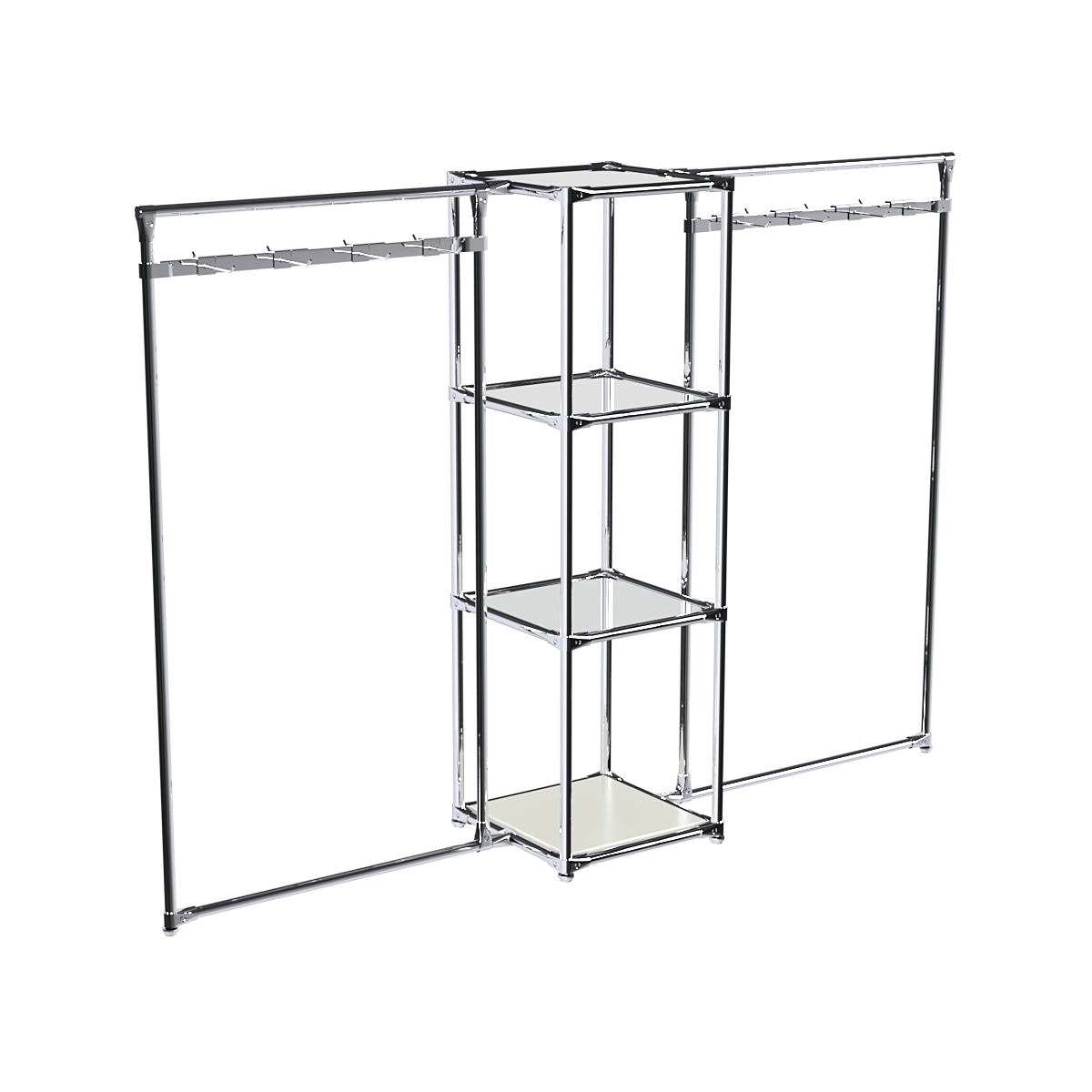 Хромированное вешало ЛУЧ №2-4 с зеркальными полками 4мм Белый