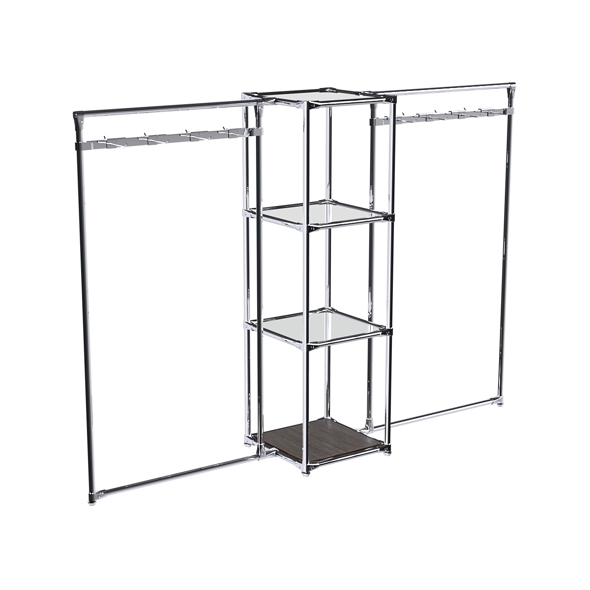 Хромированное вешало ЛУЧ №2-4 с зеркальными полками 4мм Дуб Венге