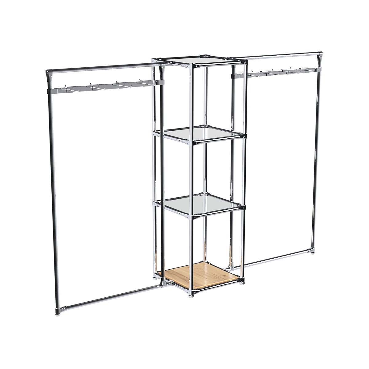 Хромированное вешало ЛУЧ №2-4 с зеркальными полками 4мм Дуб Золотистый