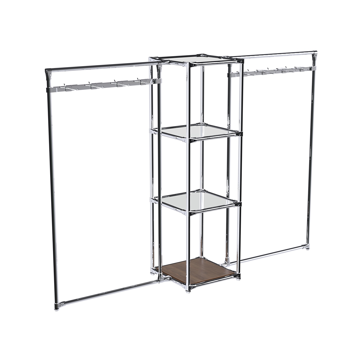 Хромированное вешало ЛУЧ №2-4 с зеркальными полками 4мм Орех