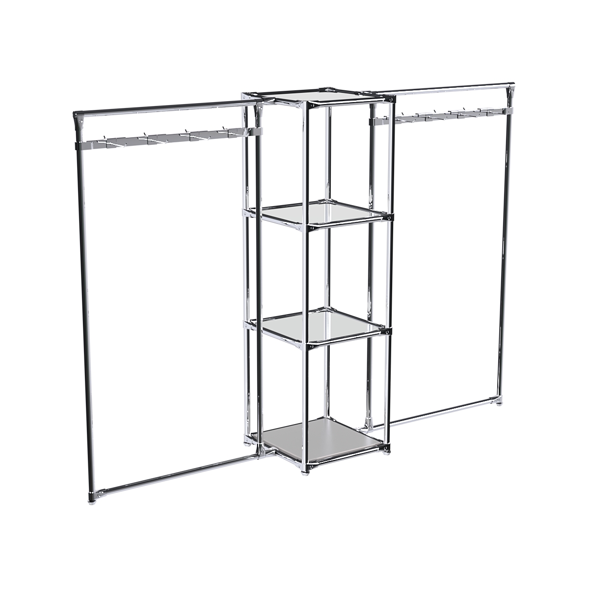 Хромированное вешало ЛУЧ №2-4 с зеркальными полками 4мм Серый