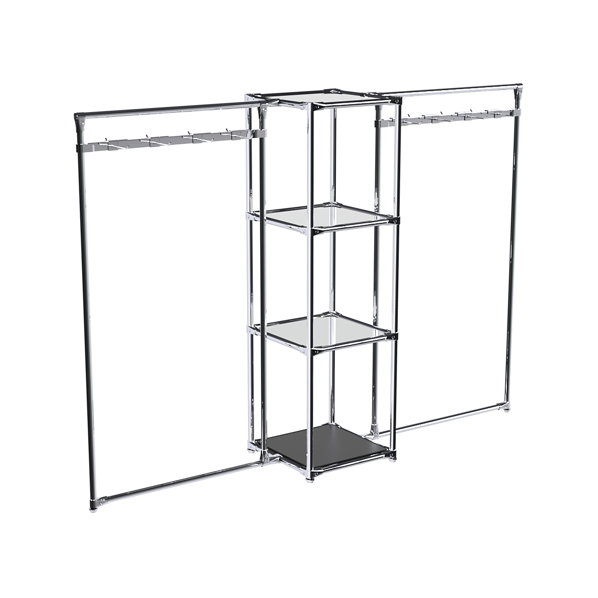 Хромированное вешало ЛУЧ №2-4 с зеркальными полками 4мм Черный