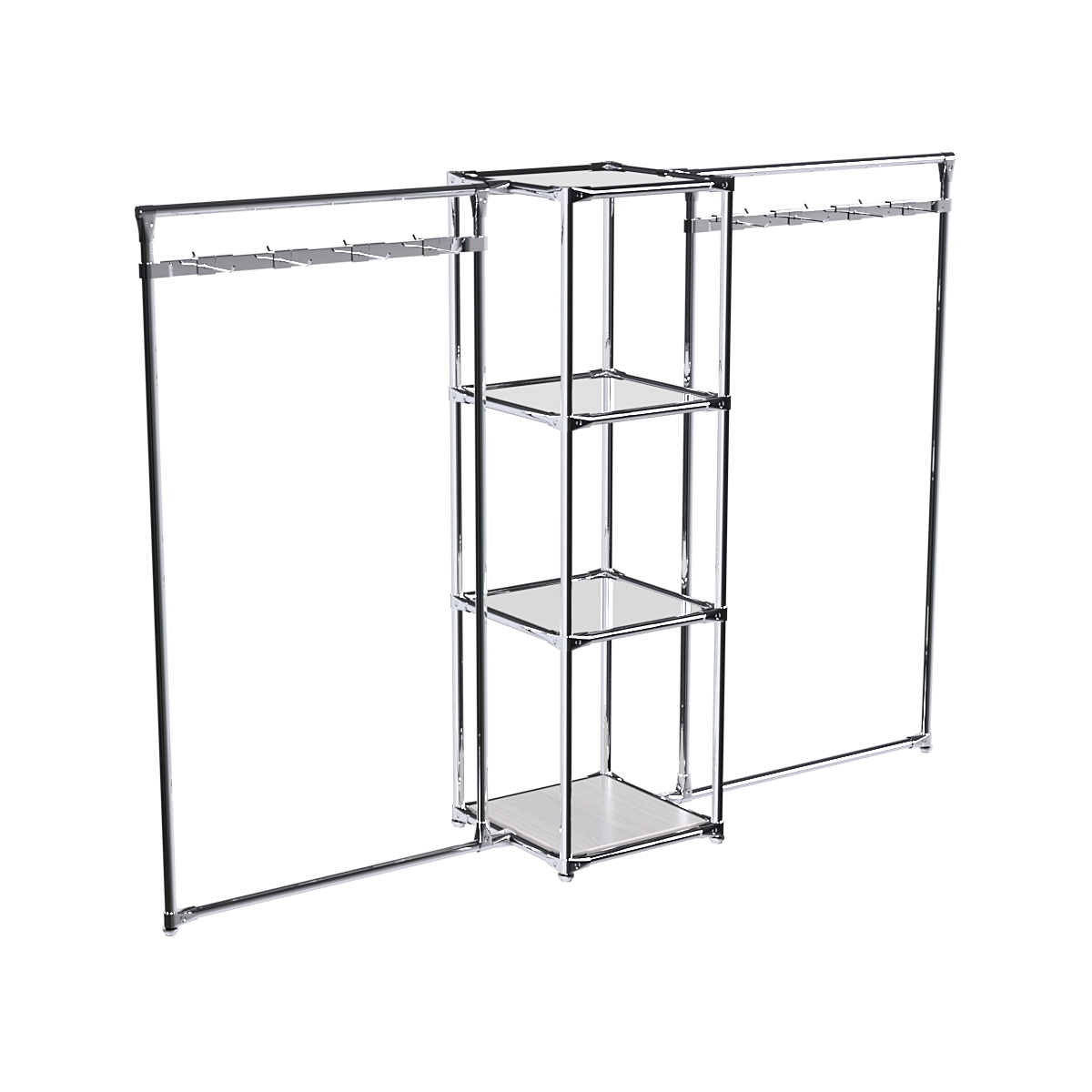 Хромированное вешало ЛУЧ №2-4 с зеркальными полками 4мм Ясень Анкор светлый - U31104