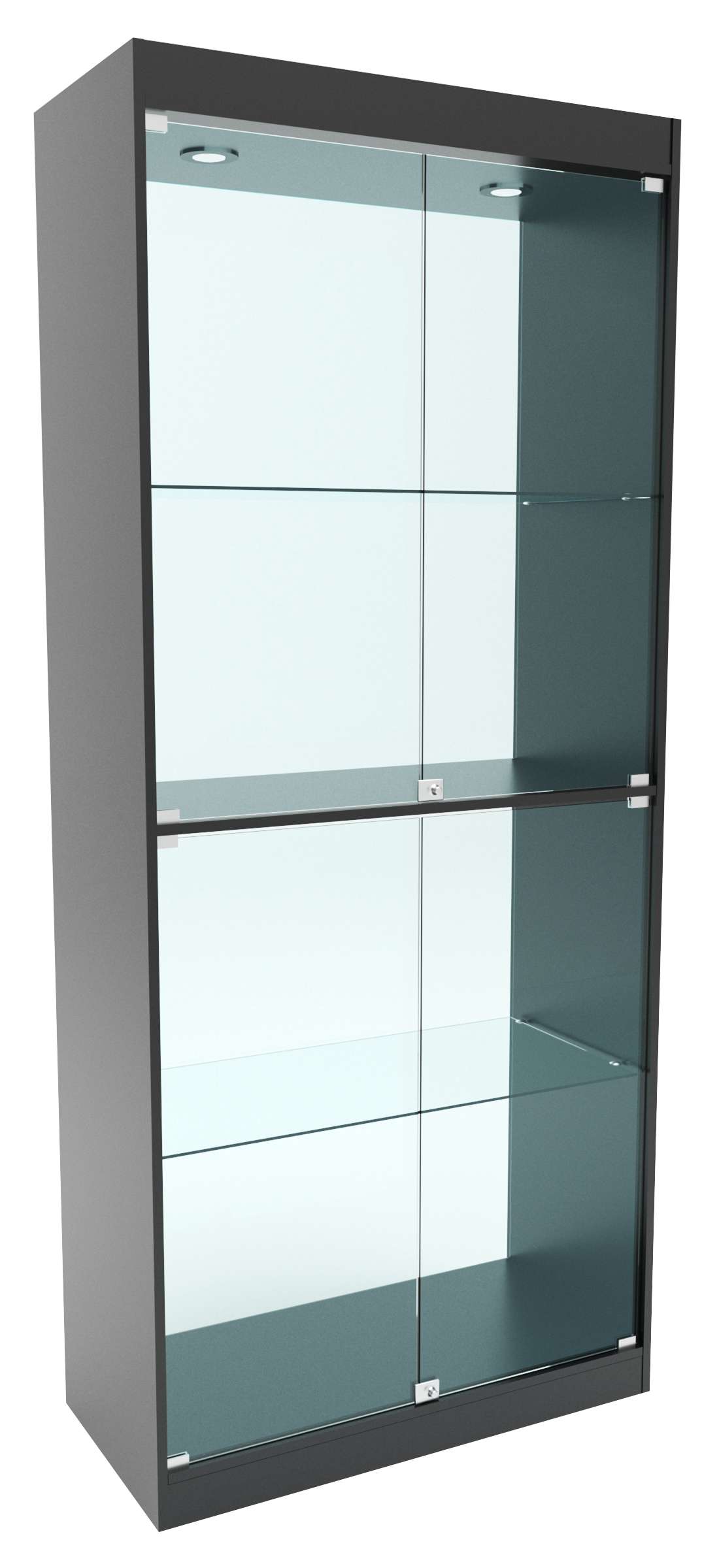 Стеклянная витрина №8-2 с каркасом из ДСП  (задняя стенка - стекло) Черный