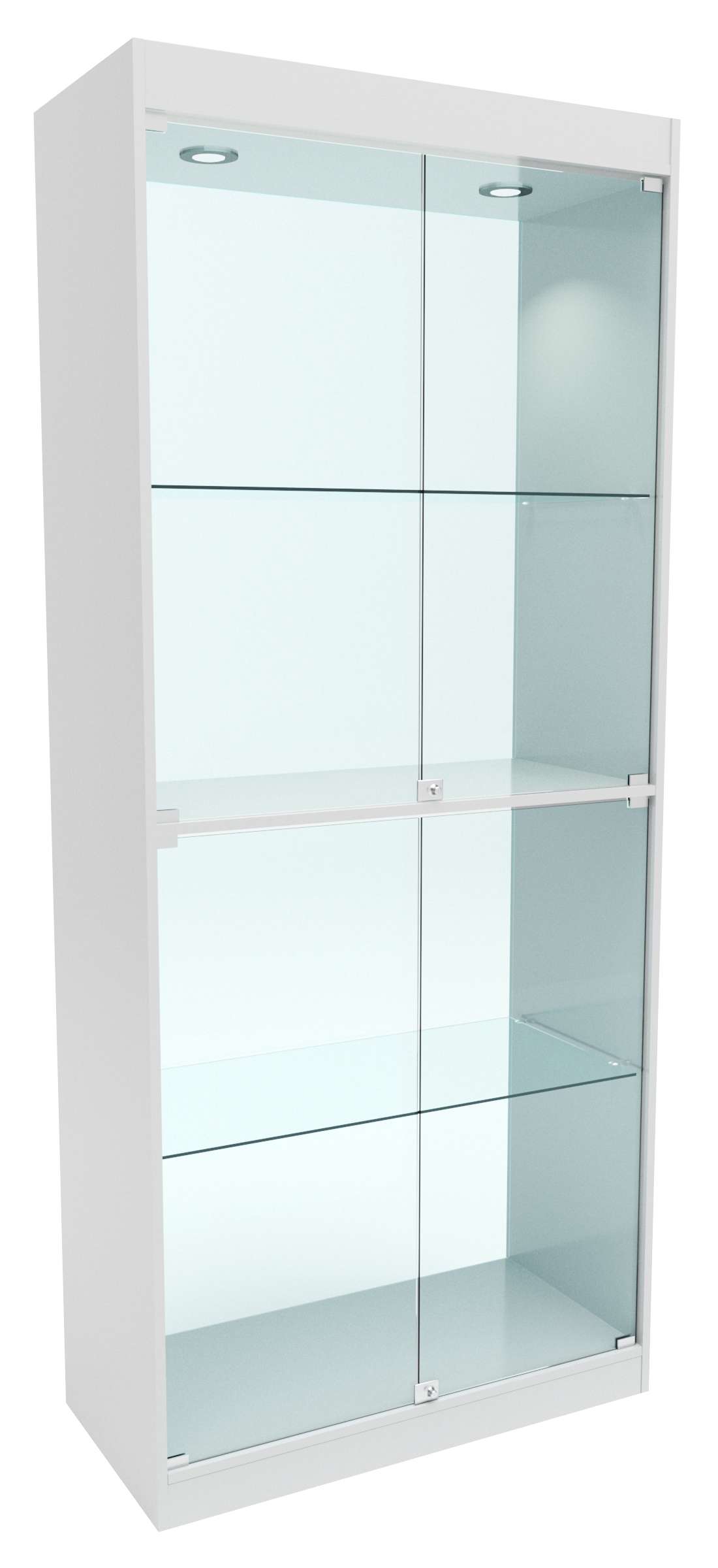 Стеклянная витрина №8-2 с каркасом из ДСП  (задняя стенка - стекло) Серый