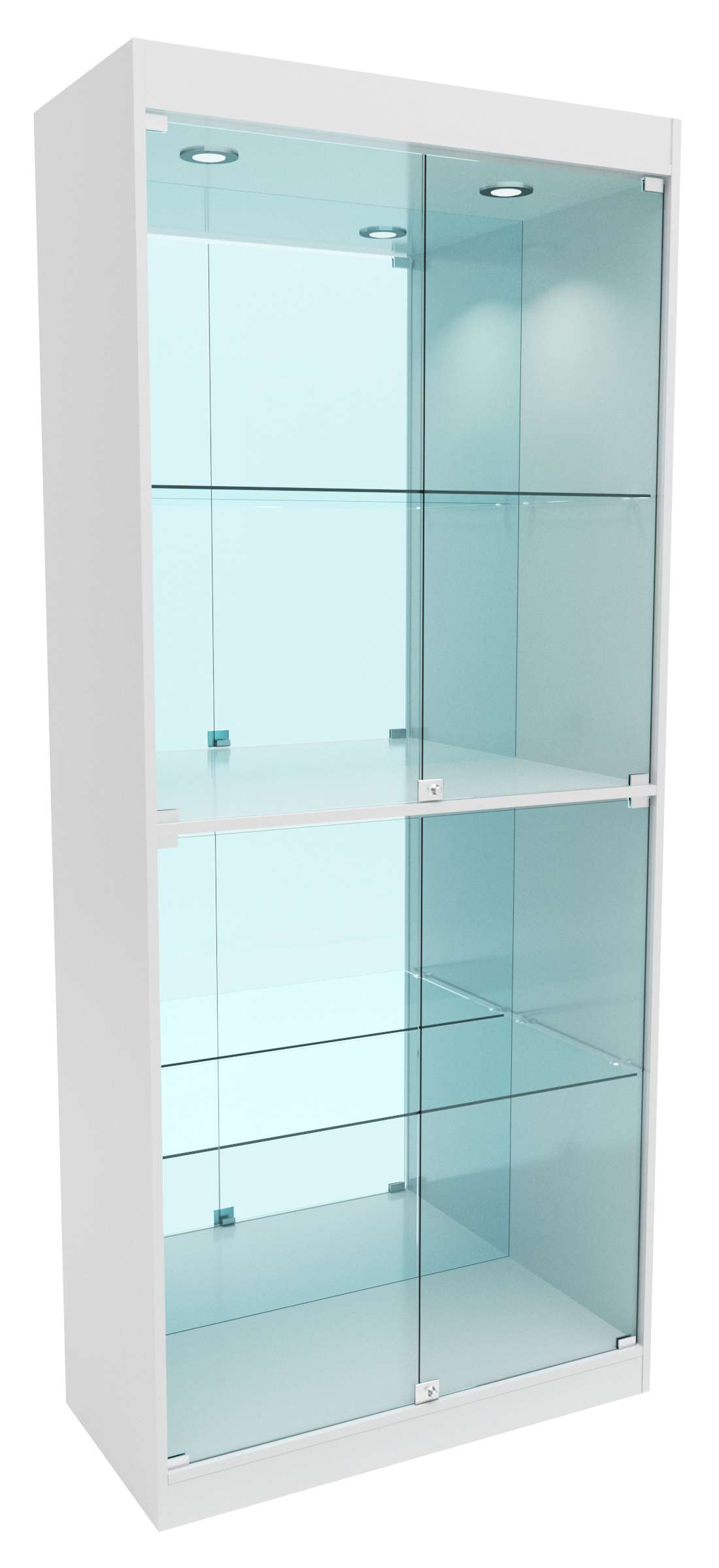 Стеклянная витрина №8-3 с каркасом из ДСП  (задняя стенка - зеркало) Серый