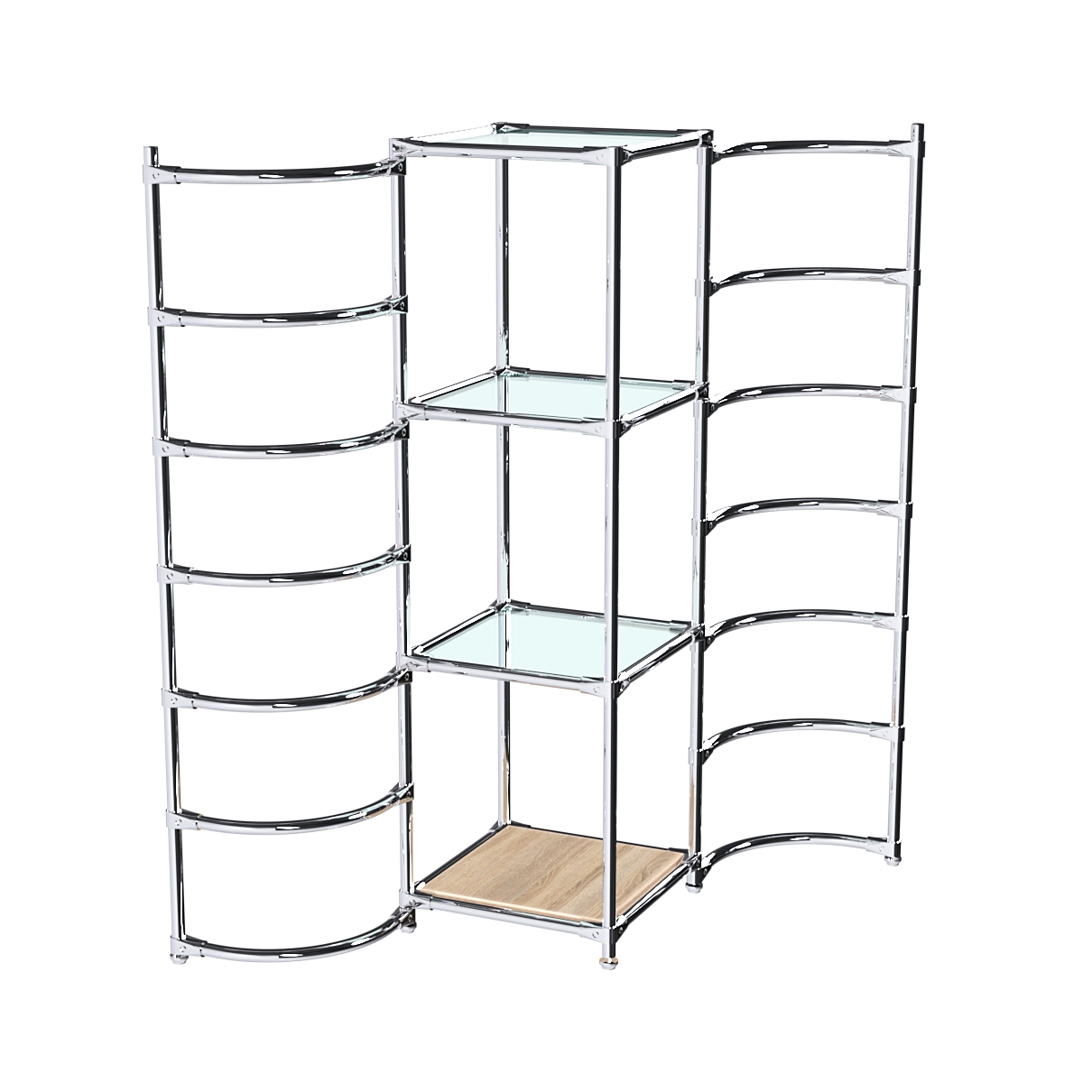 Хромированное вешало ДУГА №1-1 с полками стекло 6 мм Дуб Сонома