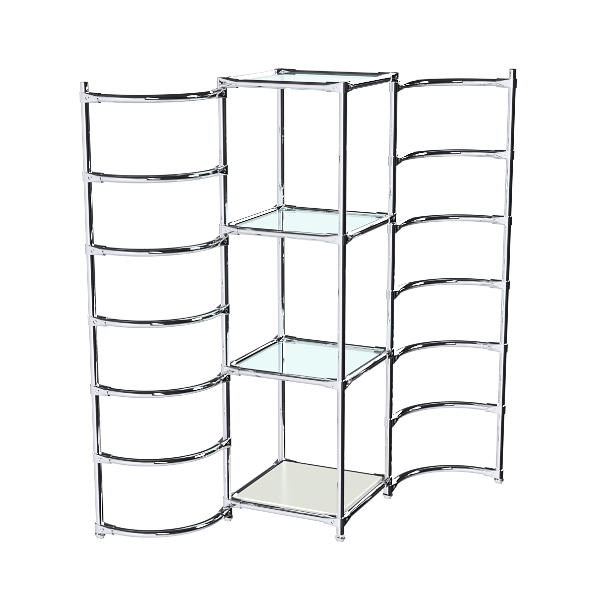 Хромированное вешало ДУГА №1-1 с полками стекло 6 мм Белый