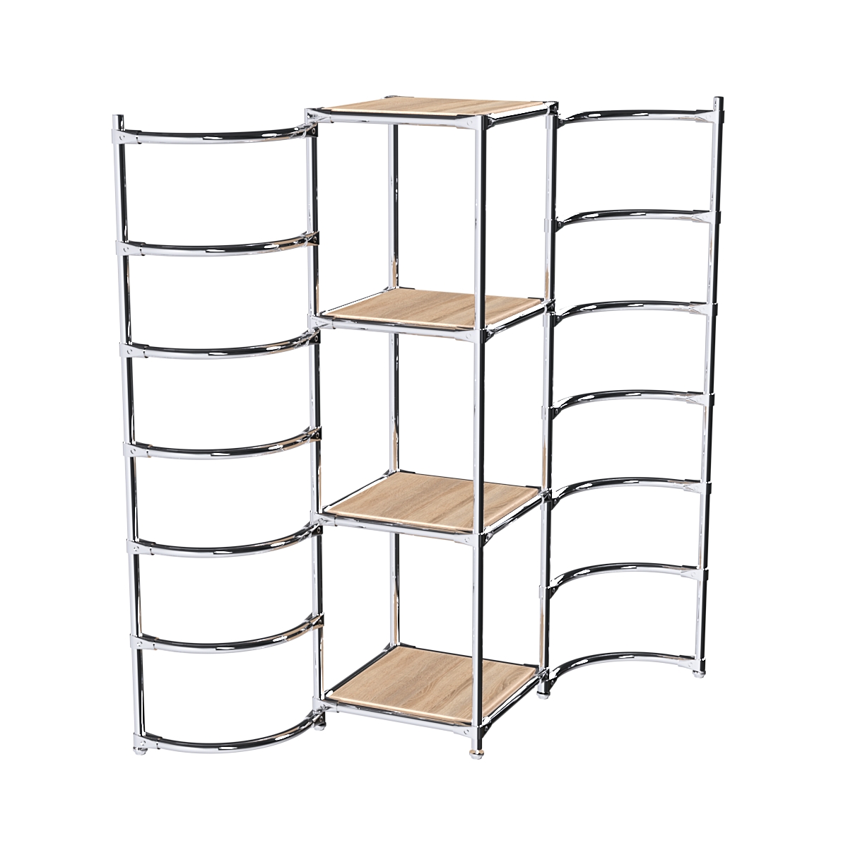 Хромированное вешало ДУГА №1-3 с полками ДСП 16 мм Дуб Сонома